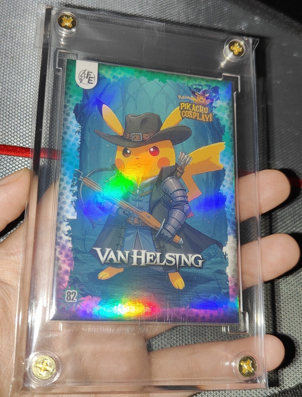 Van Helsing holo encased Pikachu Cosplay Horror card Unofficial Pokemon Peru